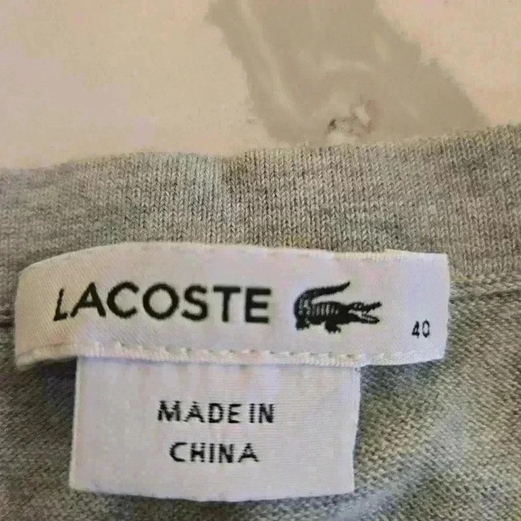 Lacoste Womens V-Neck Cotton Pullover Sweater Size 40/Medium Gray - Picture 6 of 9